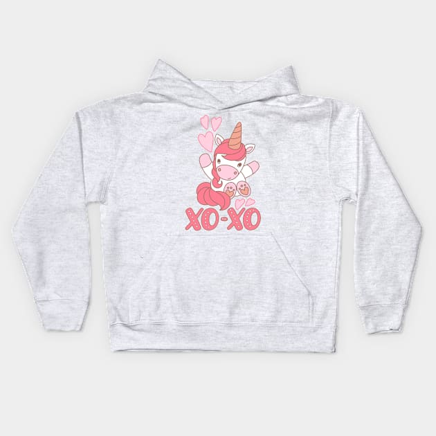 Xo-xo Unicorn Kids Hoodie by Mashmuh